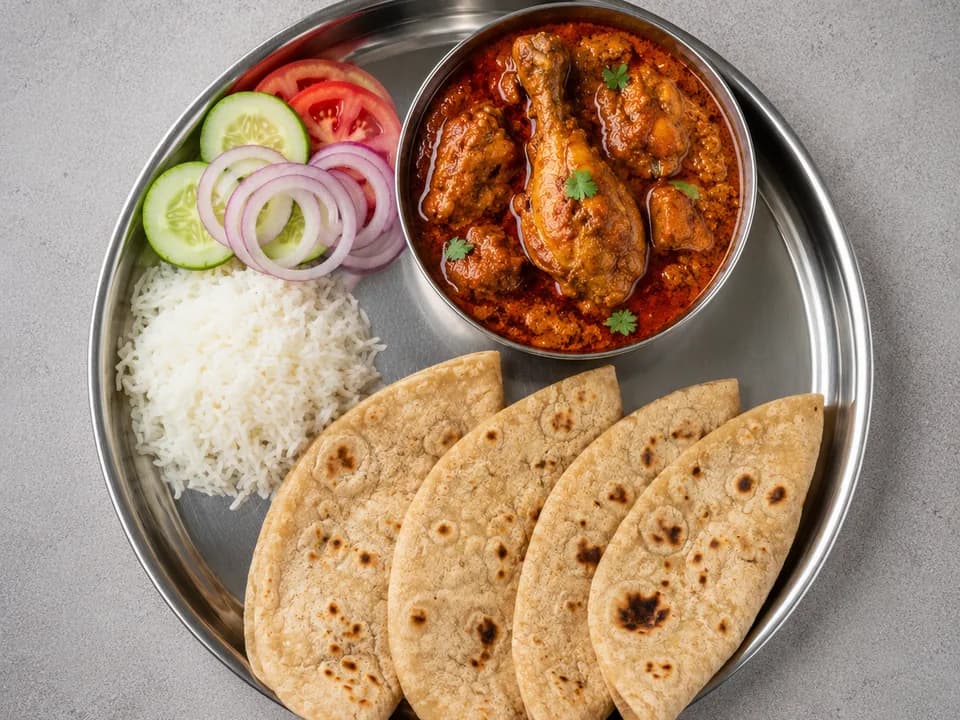 Chicken Curry Thali, representative dish image